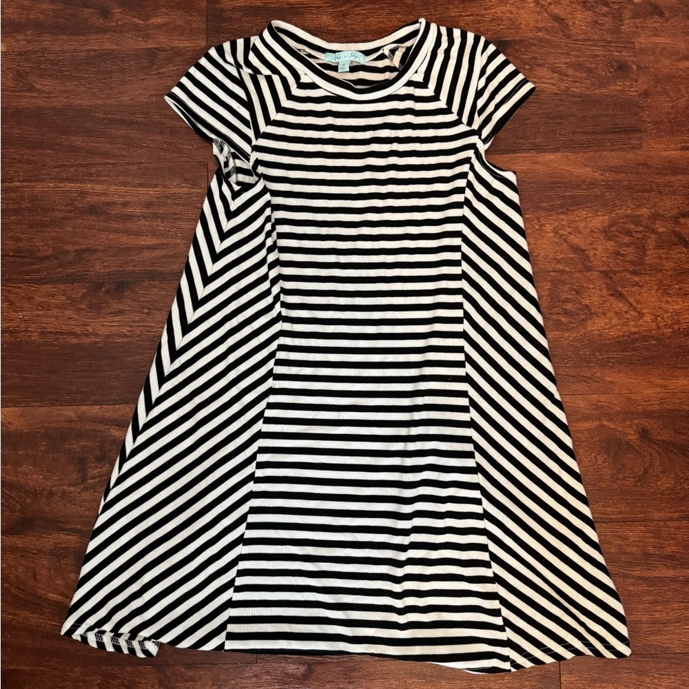 Striped Black and White Kids Dress